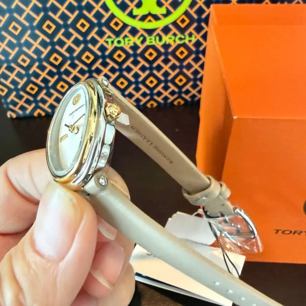 Tory Burch Women's Cream Dial Gray Leather Strap Quartz Watch TBW6031 22mm
